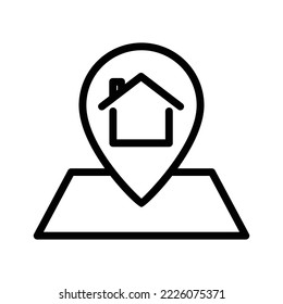 House line icon illustration with map. suitable for house location icon. icon related to real estate. Simple vector design editable. Pixel perfect at 32 x 32