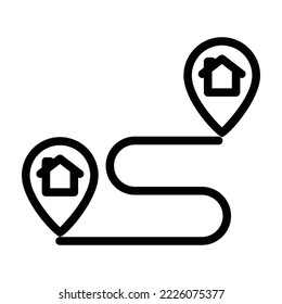House line icon illustration with map. suitable for house location icon. icon related to real estate. Simple vector design editable. Pixel perfect at 32 x 32