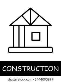 Icono de línea de casa. Mudanza, cable, construcción, capataz, edificio, cemento, cimentación, arquitectura, techo, proyecto, trabajo. Icono de línea de Vector para negocios y publicidad
