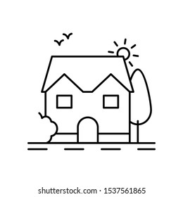 House line icon, outline vector sign, linear style pictogram isolated on white. Symbol, logo illustration. Editable stroke. Pixel perfect vector graphics