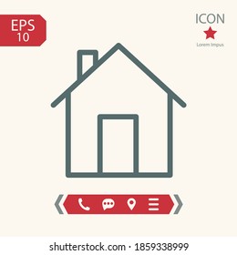 house line icon, outline vector illustration.
