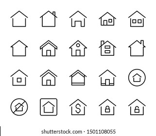 House line icon set. Collection of vector symbol in trendy flat style on white background. Web sings for design.