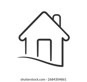 House line icon suitable for logo or emblem design, perfect for real estate, home, and property business concepts