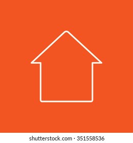 Ícone de linha de casa para web, celular e infográficos. Ícone branco vetorial isolado no fundo vermelho.