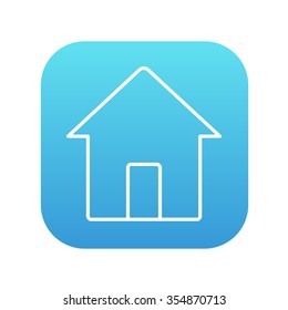 House line icon for web, mobile and infographics. Vector white icon on the blue gradient square with rounded corners isolated on white background.
