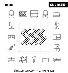 House Line Icon for Web, Print and Mobile UX/UI Kit. Such as: Couch, Furniture, Sofa, Interior, Chest, Drawer, Furniture, Keep, Pictogram Pack. - Vector