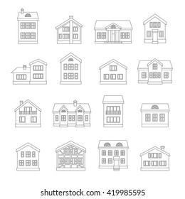 House line icons set isolated on white background. Vector illustration.
