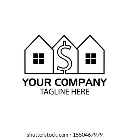 House line logo with dollar, flat design. Vector Illustration on white background
