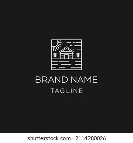 house line logo and sun logo template