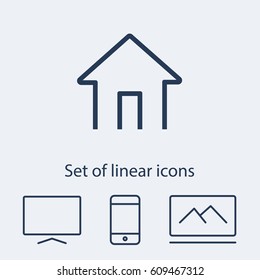 House, linear icon. One of a set of linear web icons