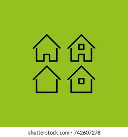House linear pictogram, home icons.