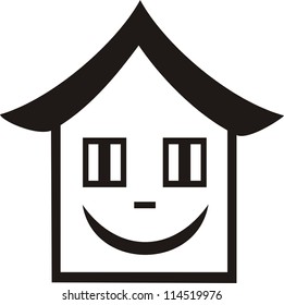 House little smile black and white vector illustration