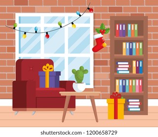 house livingroom with christmas decoration house livingroom with christmas decoration