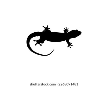 House Lizard also called House Gecko or Gekkonidae Silhouette for Art Illustration, Logo, Pictogram or Graphic Design Element. Vector Illustration