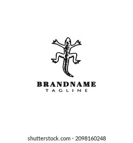 Logo-Cartoon-Design-Vorlage auf Hauseidechse Symbol schwarz, modernes, isoliertes Vektorkonzept