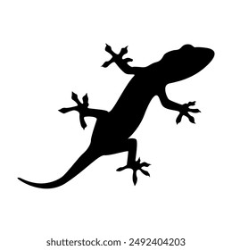 House lizard silhouette isolated on white background, home lizard logo design, with vector logo design. type of lizard or gecko logo