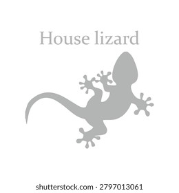 House Lizard Silhouette Vector Illustration Isolated on White Background Gecko Reptile Icon