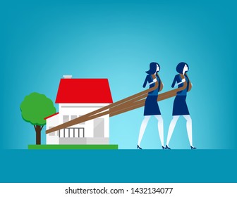 House loan. Concept finance and economy vector illustration, Relocation, Effort, Monving house.