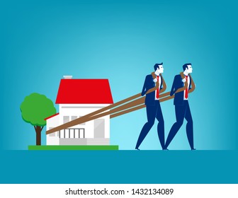 House loan. Concept finance and economy vector illustration, Relocation, Effort, Monving house.