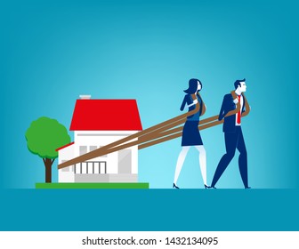 House loan. Concept finance and economy vector illustration, Relocation, Effort, Monving house.