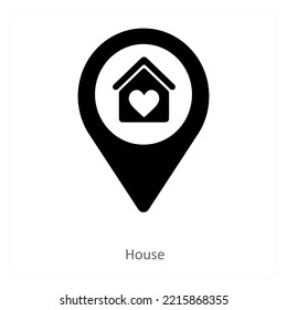 House and location icon concept