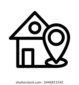 Ilustración vectorial aislada del símbolo de la ubicación de la casa - iconos vectoriales de estilo negro de alta calidad
