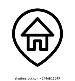 Ilustración vectorial aislada del símbolo de la ubicación de la casa - iconos vectoriales de estilo negro de alta calidad
