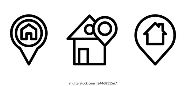 Ilustración vectorial aislada del símbolo de la ubicación de la casa - iconos vectoriales de estilo negro de alta calidad
