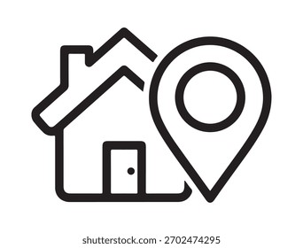 Ícone de localização da casa este design simples e moderno é perfeito para serviços de imóveis, navegação ou casa as linhas limpas e estilo minimalista torná-lo versátil