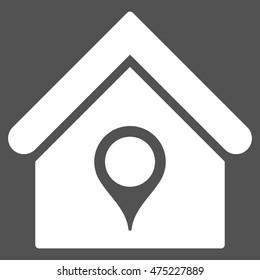 House Location icon. Vector style is flat iconic symbol, white color, gray background.