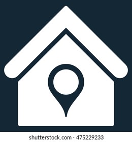 House Location icon. Vector style is flat iconic symbol, white color, dark blue background.