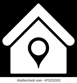 House Location icon. Vector style is flat iconic symbol, white color, black background.