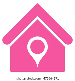 House Location icon. Vector style is flat iconic symbol, pink color, white background.
