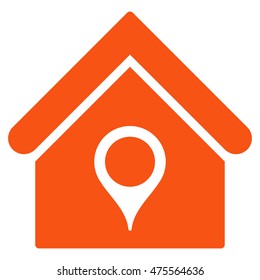 House Location icon. Vector style is flat iconic symbol, orange color, white background.