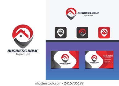 house location logo icon vector with business card concept