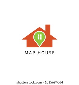 house location logo illustration map with color vector design
