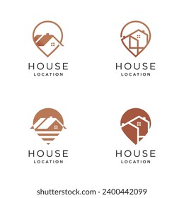 Ilustración de diseño vectorial del logotipo de la ubicación de la casa con concepto de pin moderno