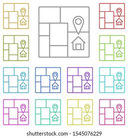 House, location, map multi color icon. Simple thin line, outline vector of real estate icons for ui and ux, website or mobile application