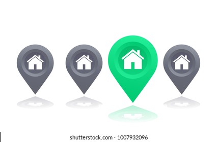 house and location mark, vector illustration