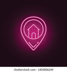 House location neon icon. Elements of Real Estate set. Simple icon for websites, web design, mobile app, info graphics