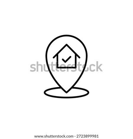 House Location Pin With Check Mark Outline Icon