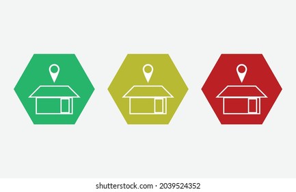 House location pin mark design sign symbol icon pointer building template shape colors
