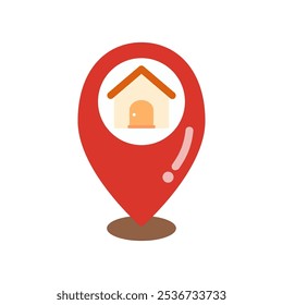 Pin-Symbol für Hausposition. Immobilien, Immobilien, Bau, Wohnen, Navigationskonzepte. Flaches Vektordesign, einzelne Illustration.