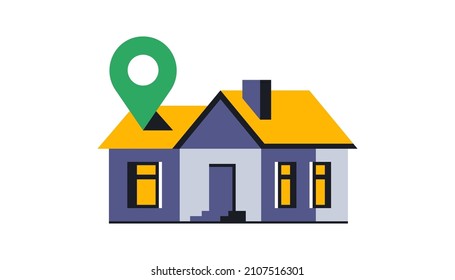 House location sign. Place for home delivery, home icon, gps, navigation, location, address. Vector illustration isolated on white background.