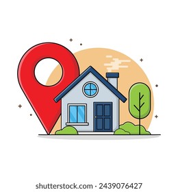 House and Location Symbol Vector Illustration. Home Delivery Service Concept Design