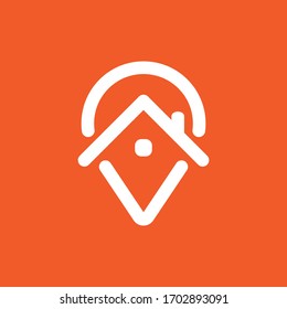 House location vector icon. Stay at home. Navigation symbol. Simple flat vector illustration