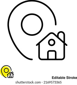 Icono de la línea del vector de ubicación de la casa
