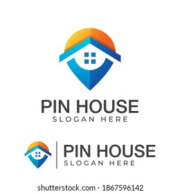 logotipo vectorial de ubicación de la casa. diseño de pin home, map, business property