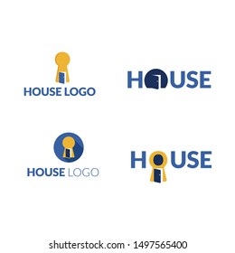 House lock door real state symbol logo vector design