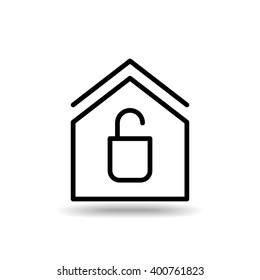House and Lock flat icon isolate on white background vector illustration eps 10